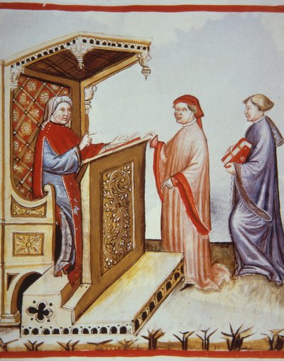 Ububchasym de Baldach (Ibn Butlan) Writing the Tacuinum Sanitatis, Illustration from Tacuini Sanitatis Codex Vindobonensis by Italian School